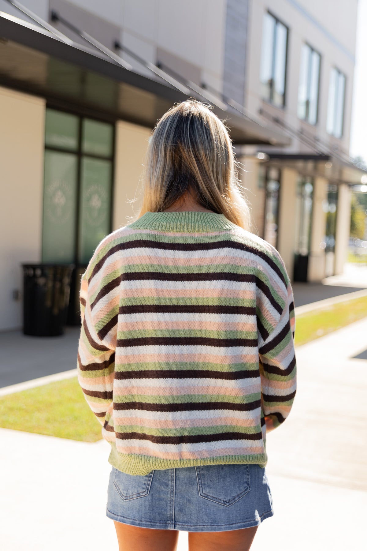 Ava Striped Mock Neck Knit Sweater