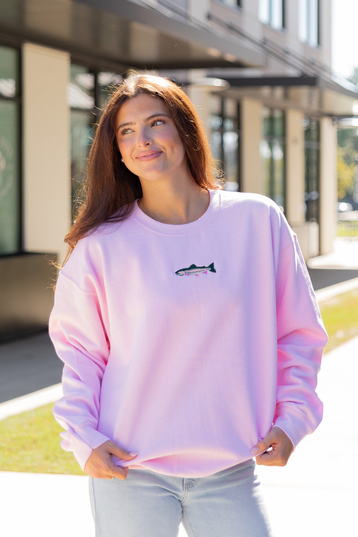Harper Rainbow Trout Embroidered Sweatshirt