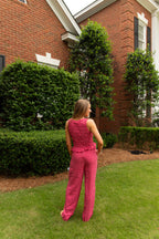 Natalie Gingham Print Drawstring Pants