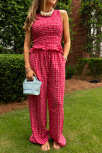 Natalie Gingham Print Drawstring Pants