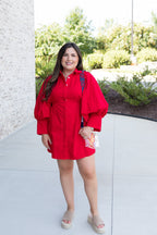 Elaine Statement Sleeve Mini Shirt Dress