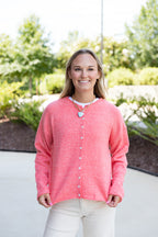 Ruby Button-Up Cardigan in Barbie