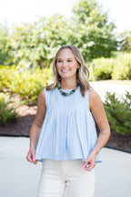Lucy Pleated Top in Baby Blue