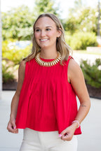 Lucy Pleated Top in Red