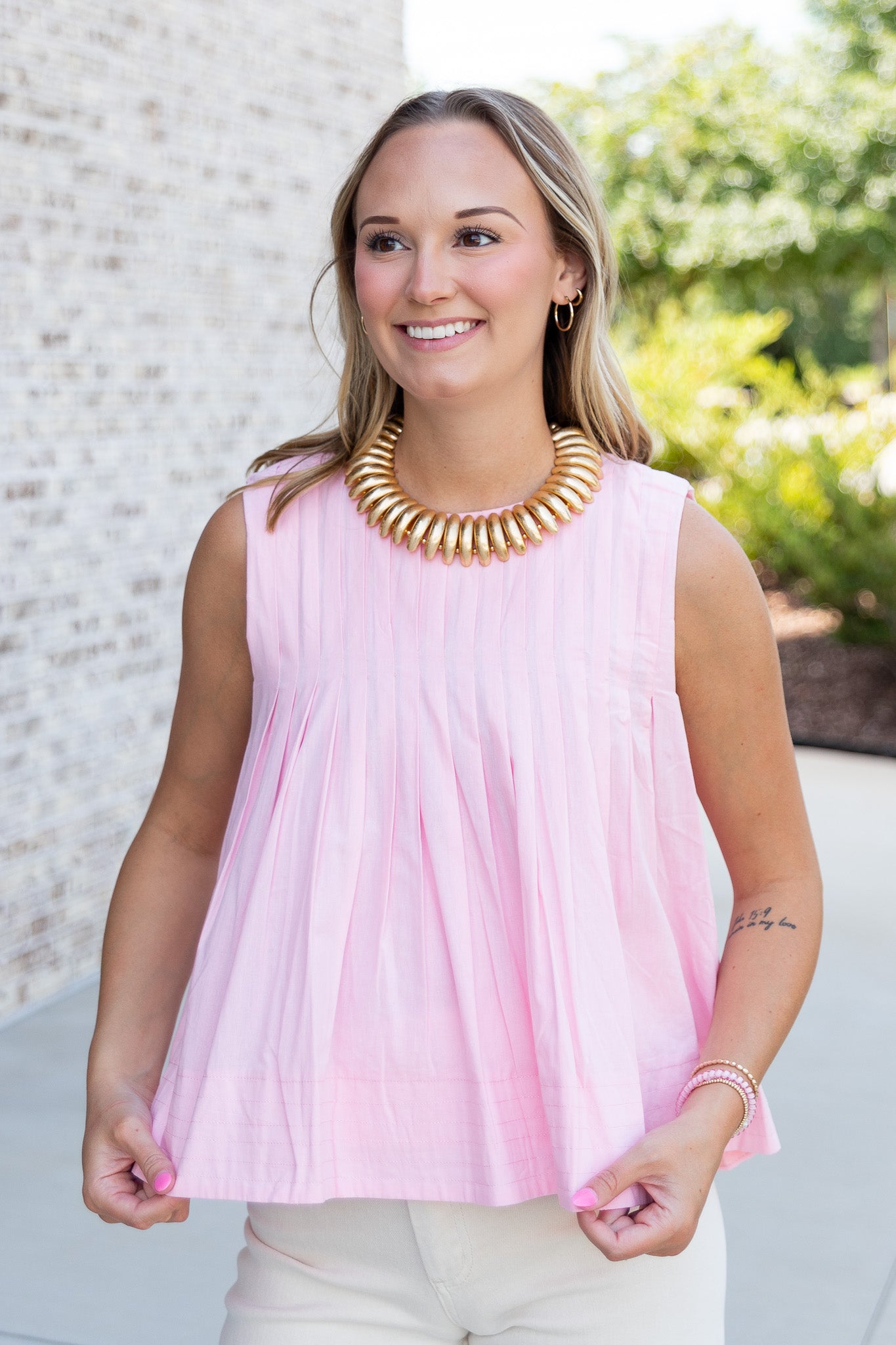Lucy Pleated Top in Baby Pink
