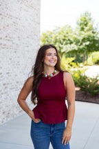 Ayla Fit And Flare Top in Maroon