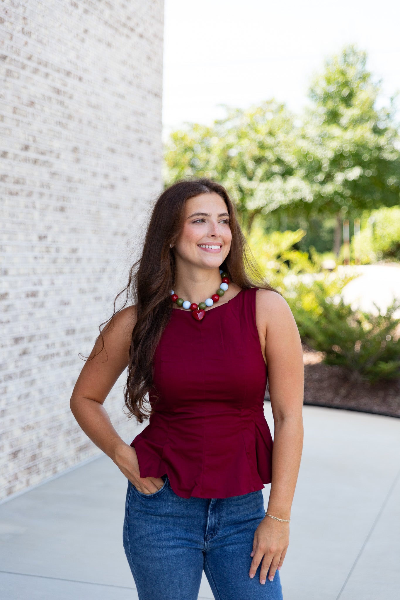 Ayla Fit And Flare Top in Maroon