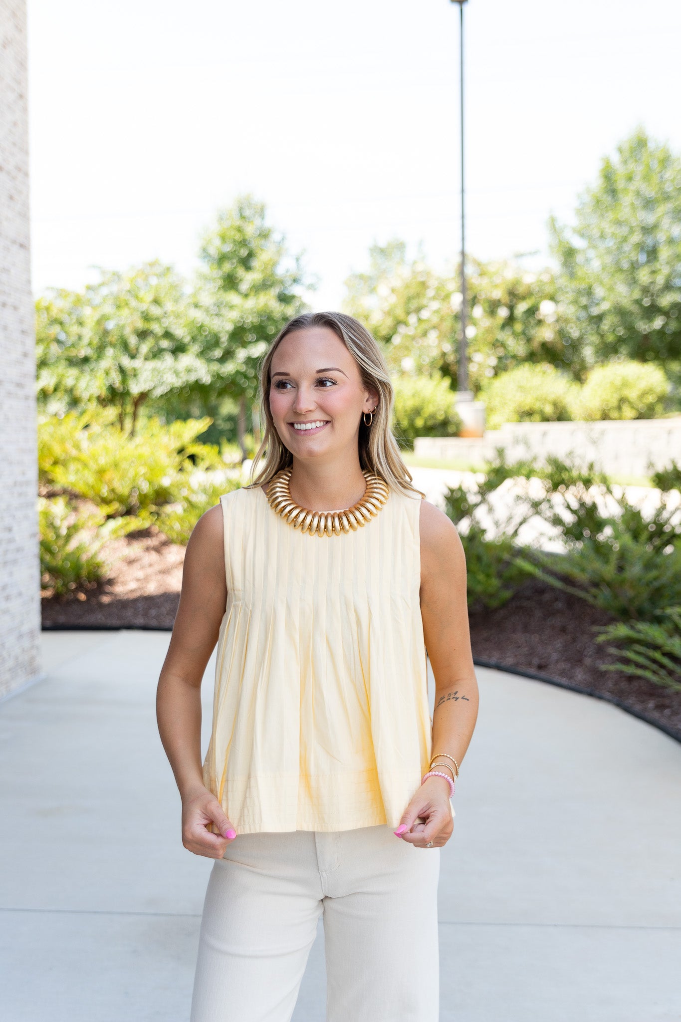 Lucy Pleated Top in Yellow