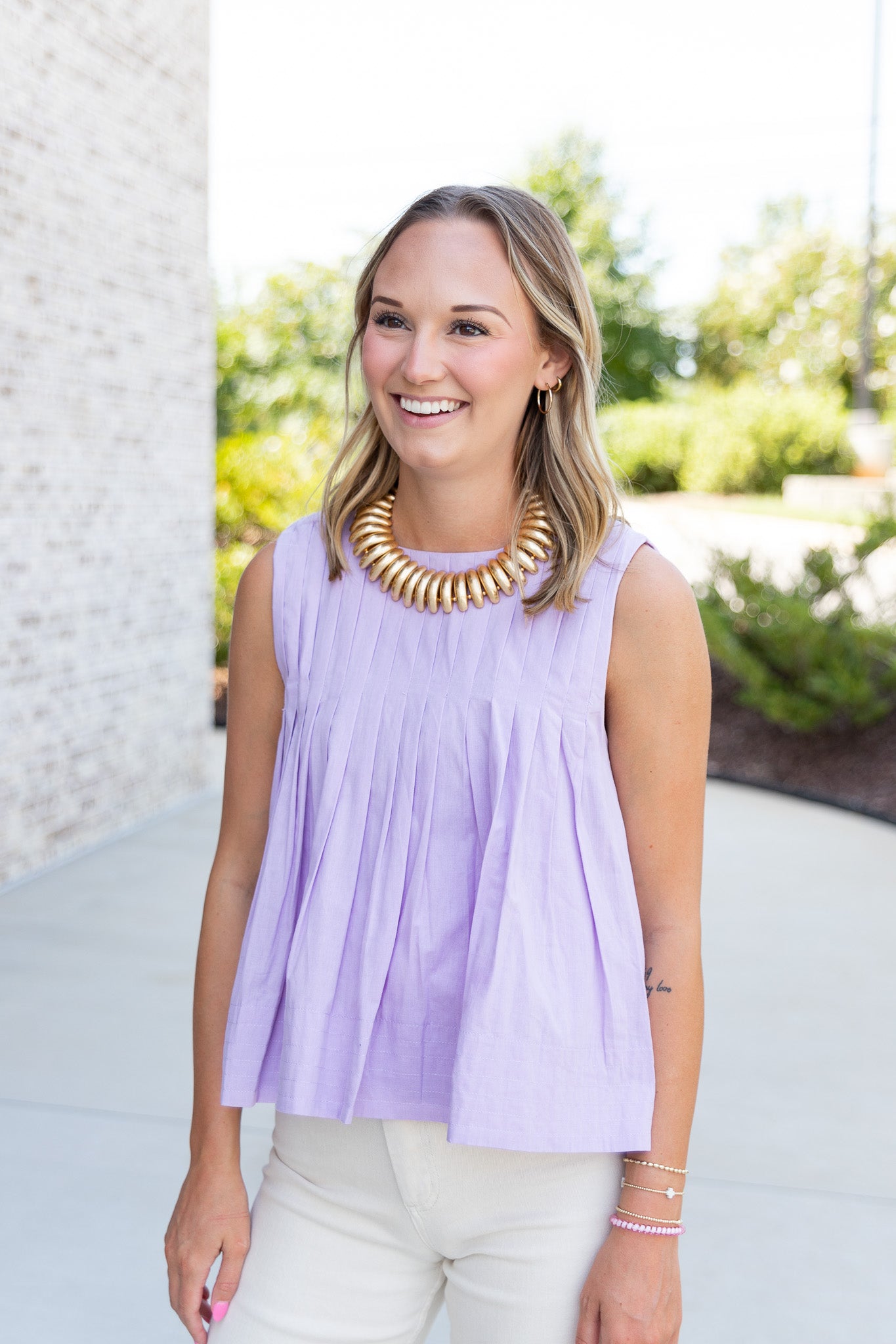 Lucy Pleated Top in Lavender