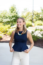 Ayla Fit And Flare Top in Navy