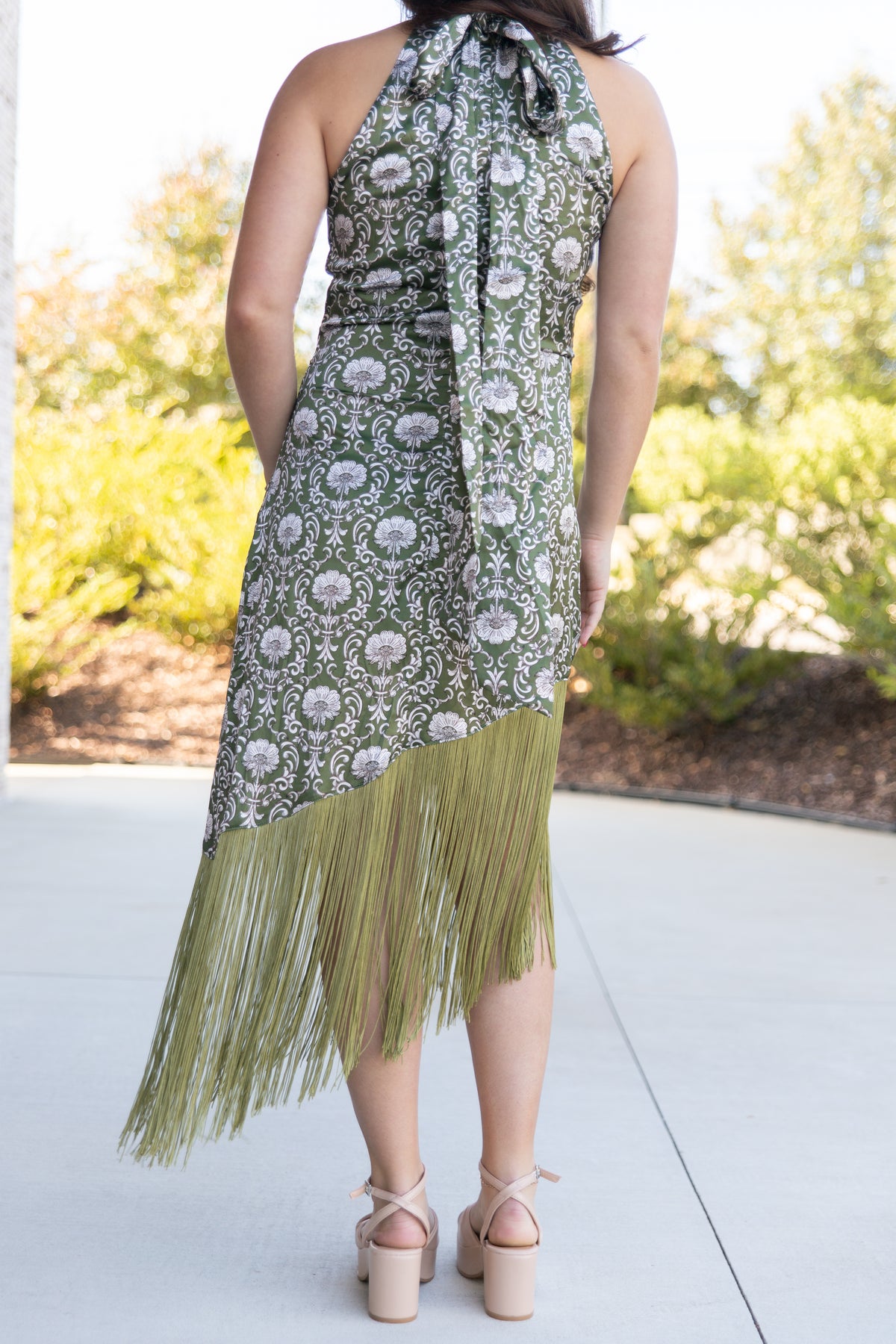 Merritt Fringe Halter Midi Dress