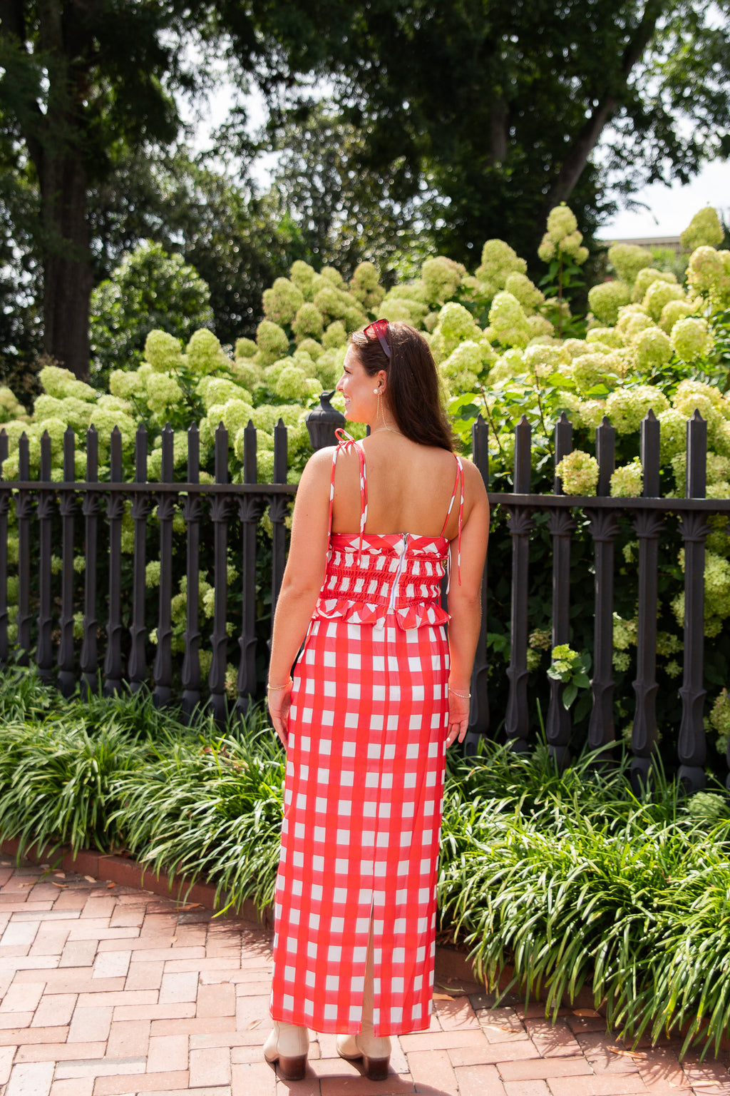 Kaila Gingham Top and Midi Skirt Set