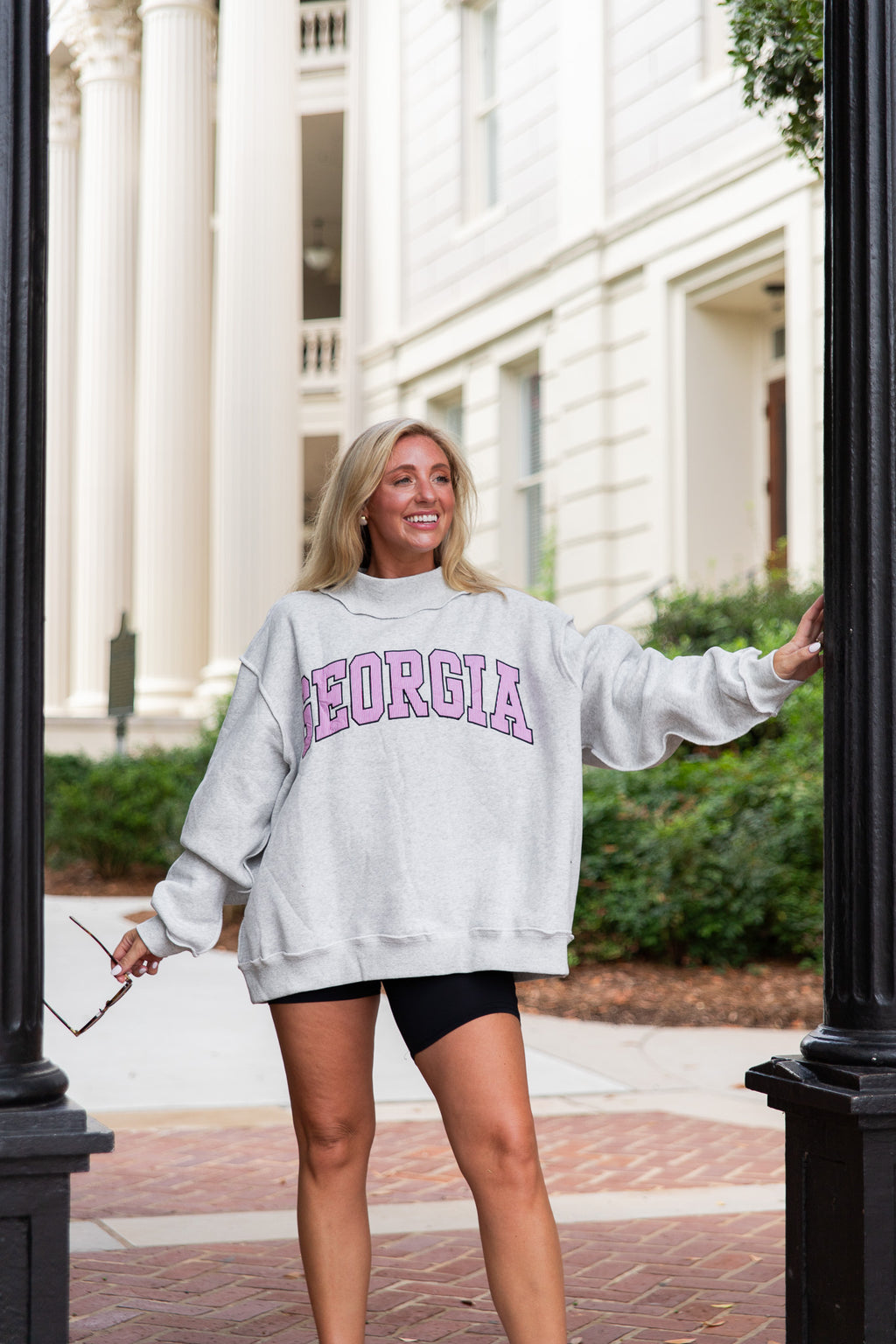 Georgia Embroidered Mock Neck Sweatshirt