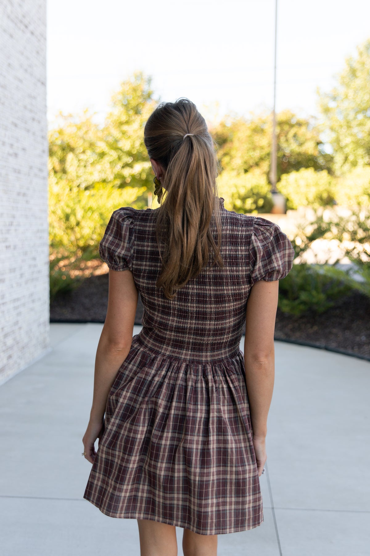 Lillian Plaid Smocked Mini Dress