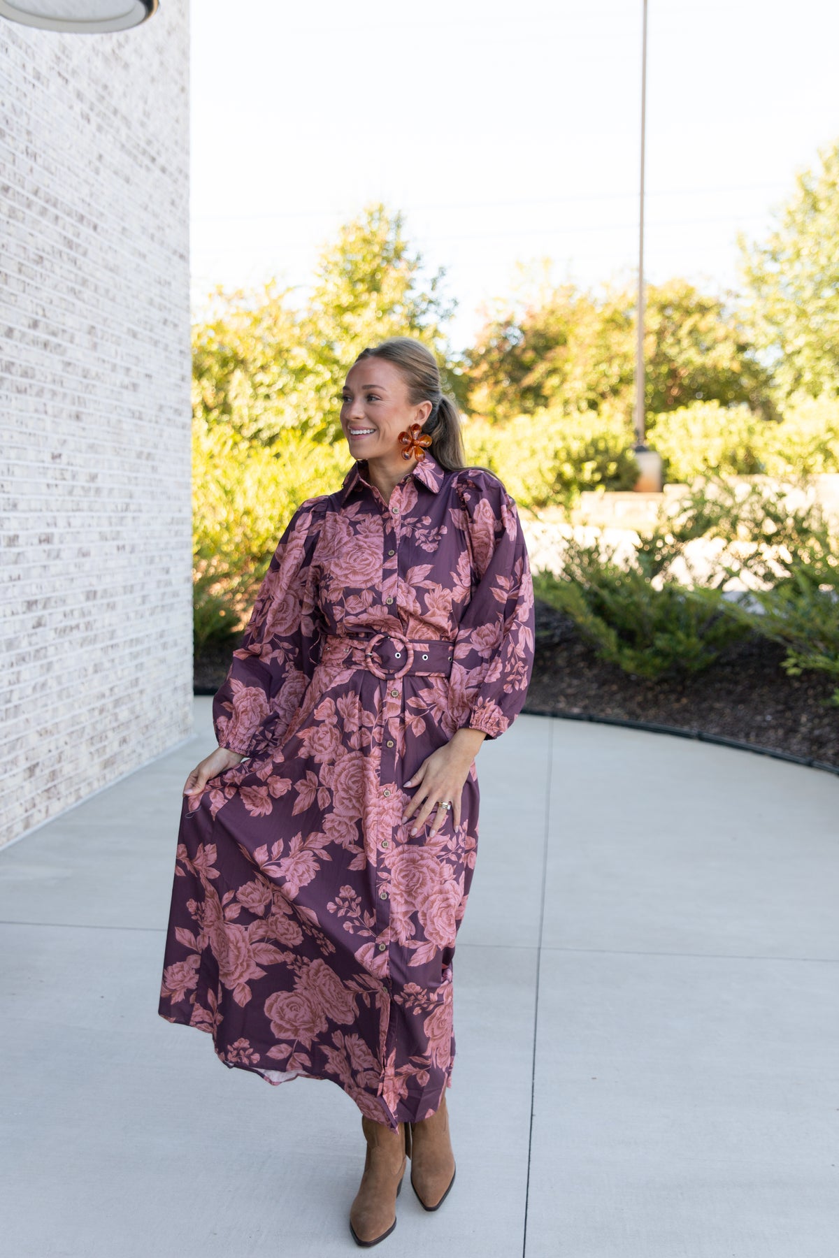 Bailey Belted Floral Shirt Dress