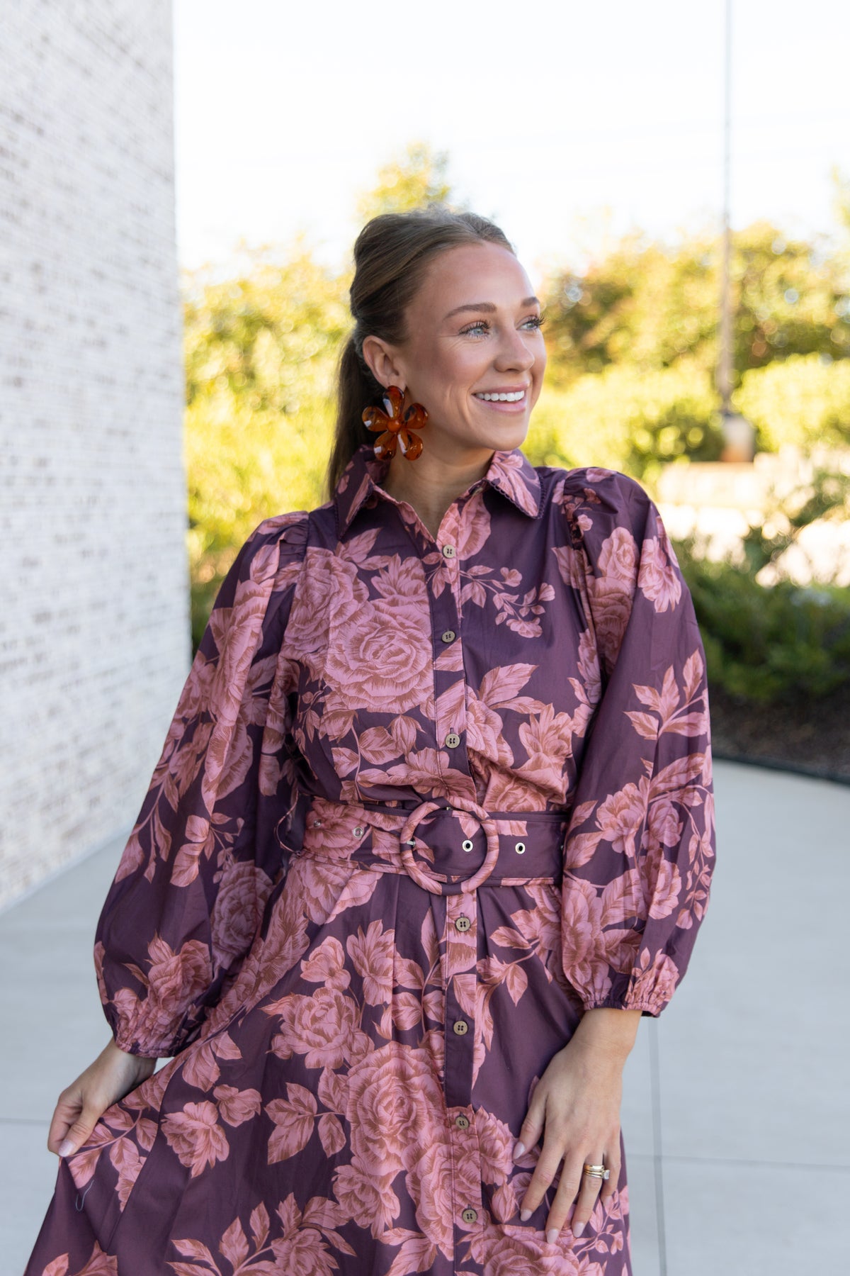 Bailey Belted Floral Shirt Dress