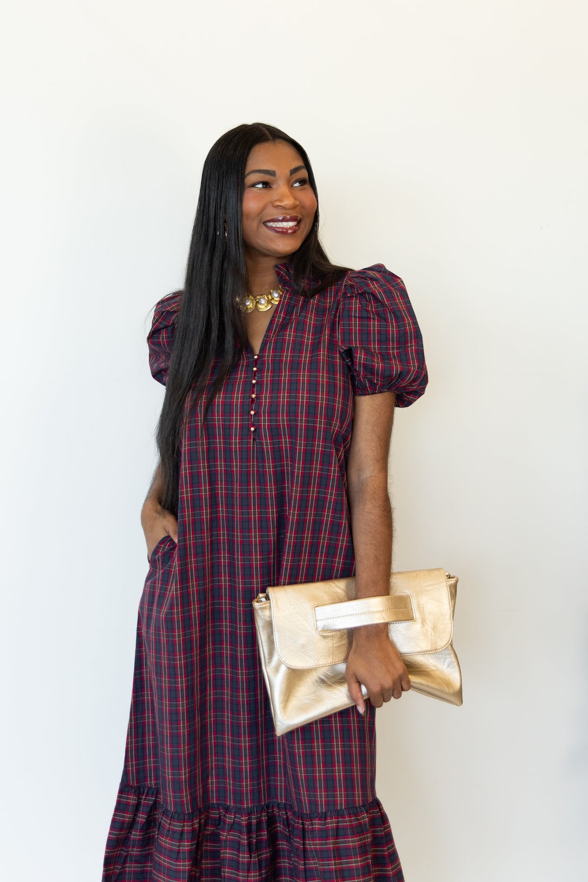 The Pippa Plaid Midi Dress