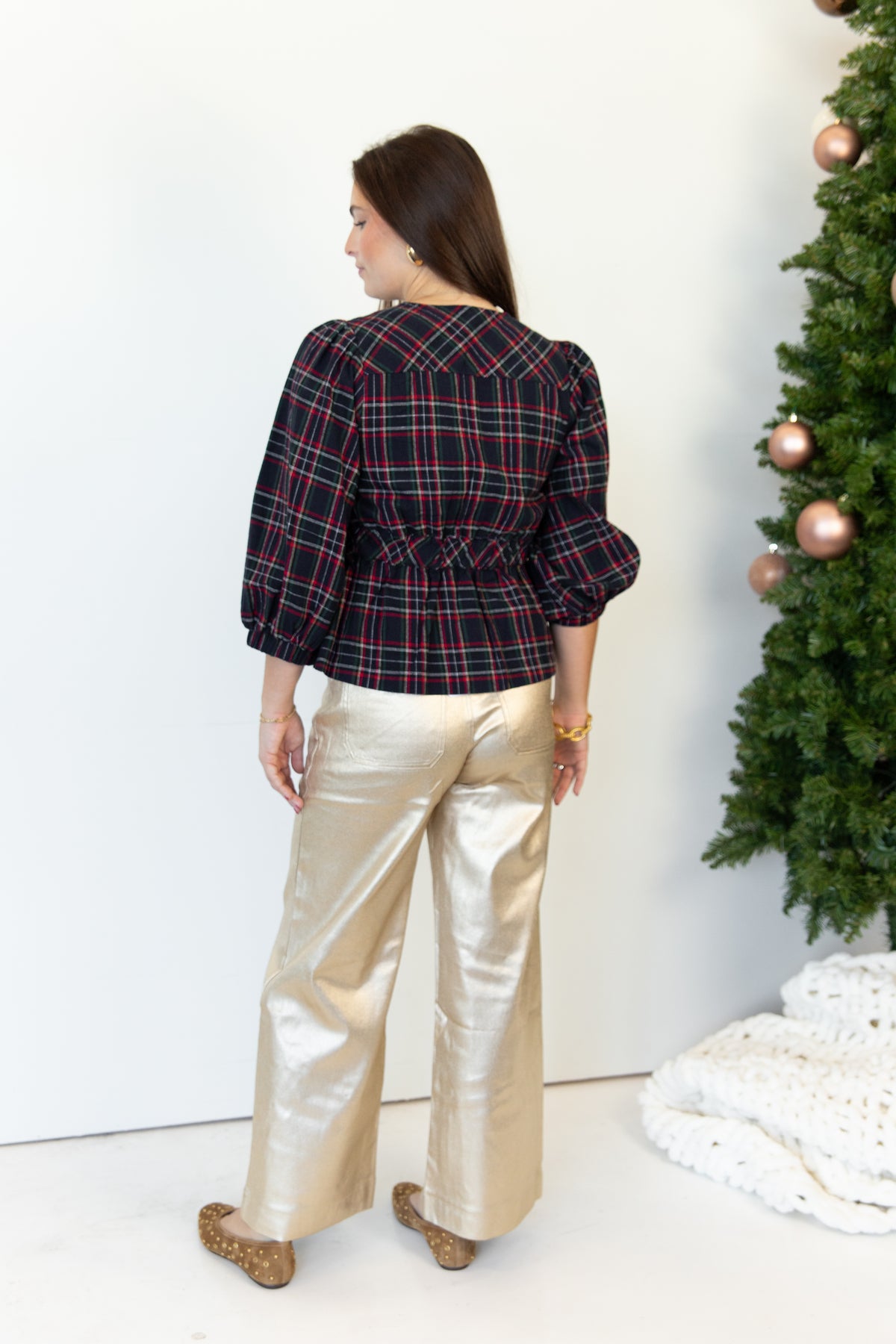 CoCo Plaid Button Blouse