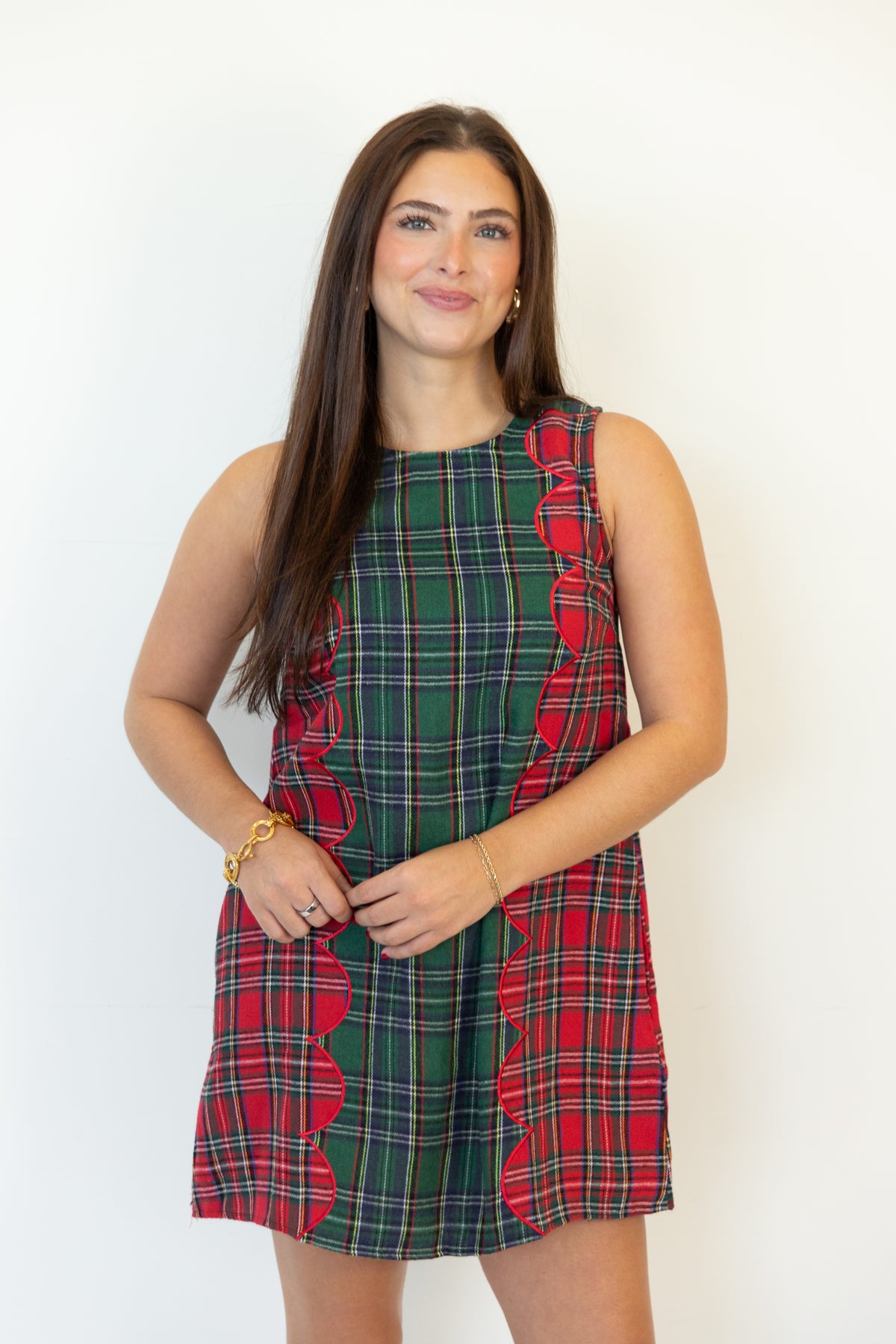 Evergreen Plaid Mini Dress