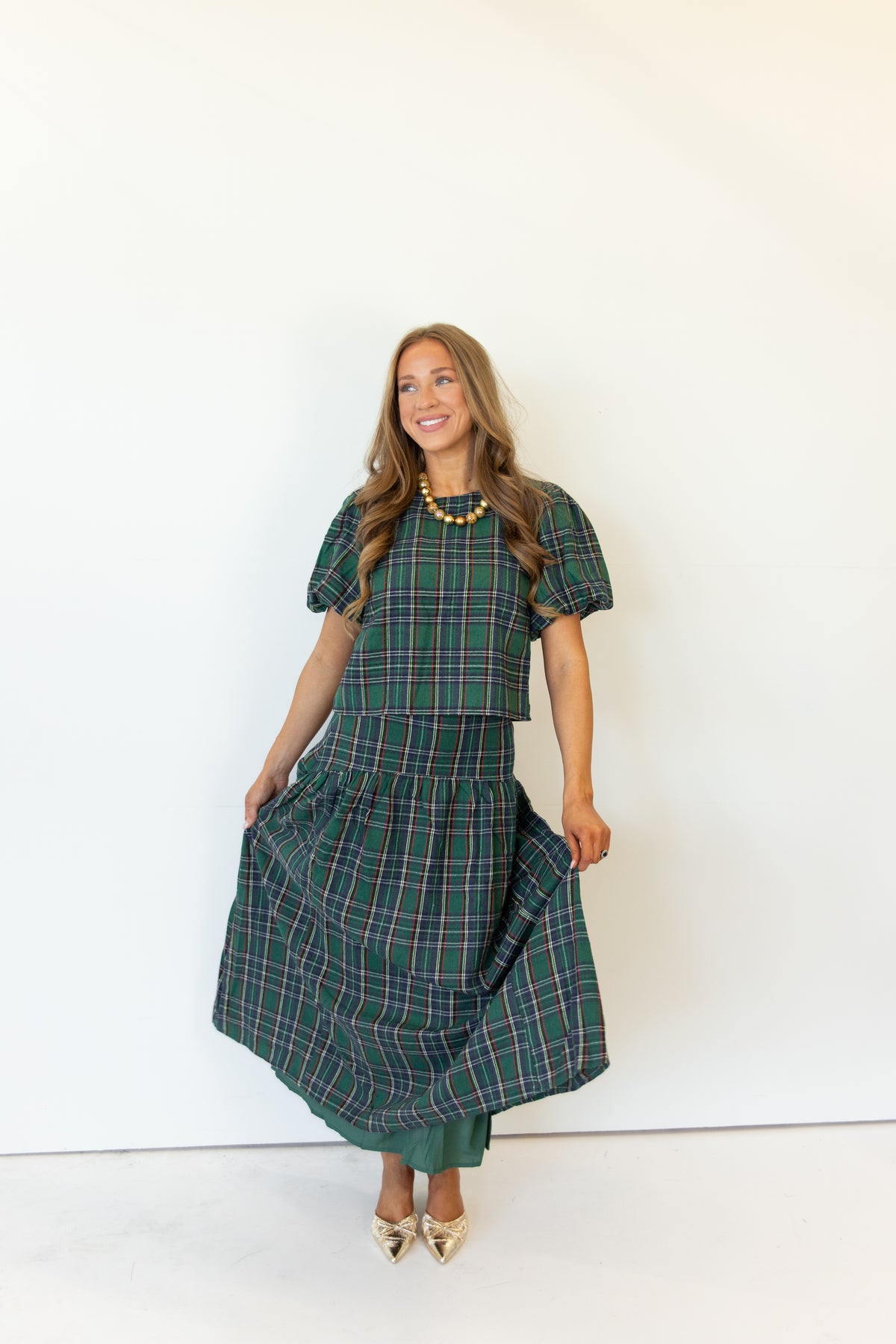 Noelle Plaid Puff Sleeve Top
