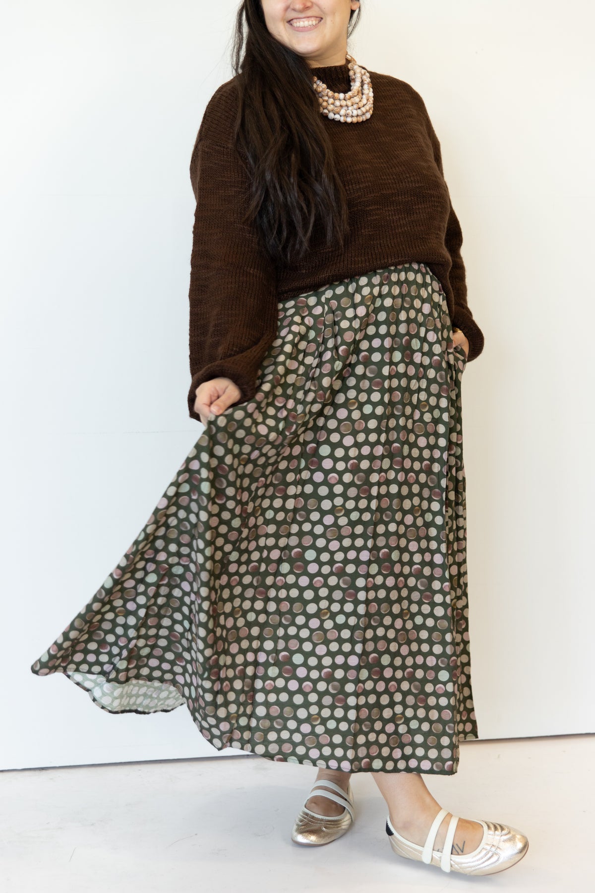 Thalia Polka Dot Maxi Skirt