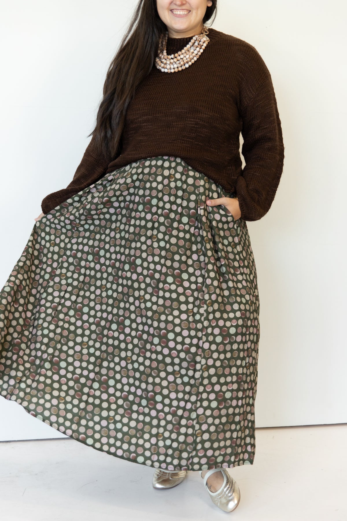 Thalia Polka Dot Maxi Skirt
