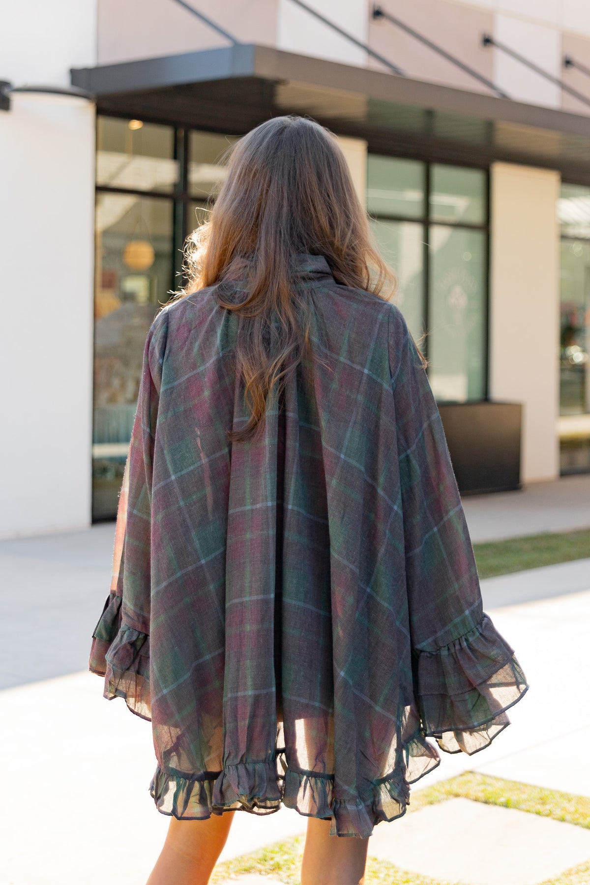 Morgan Plaid Ruffle Cape