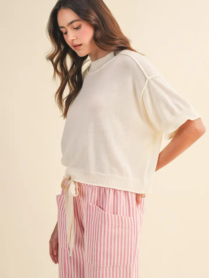Liora Knit Mock Neck Short Sleeve Sweater