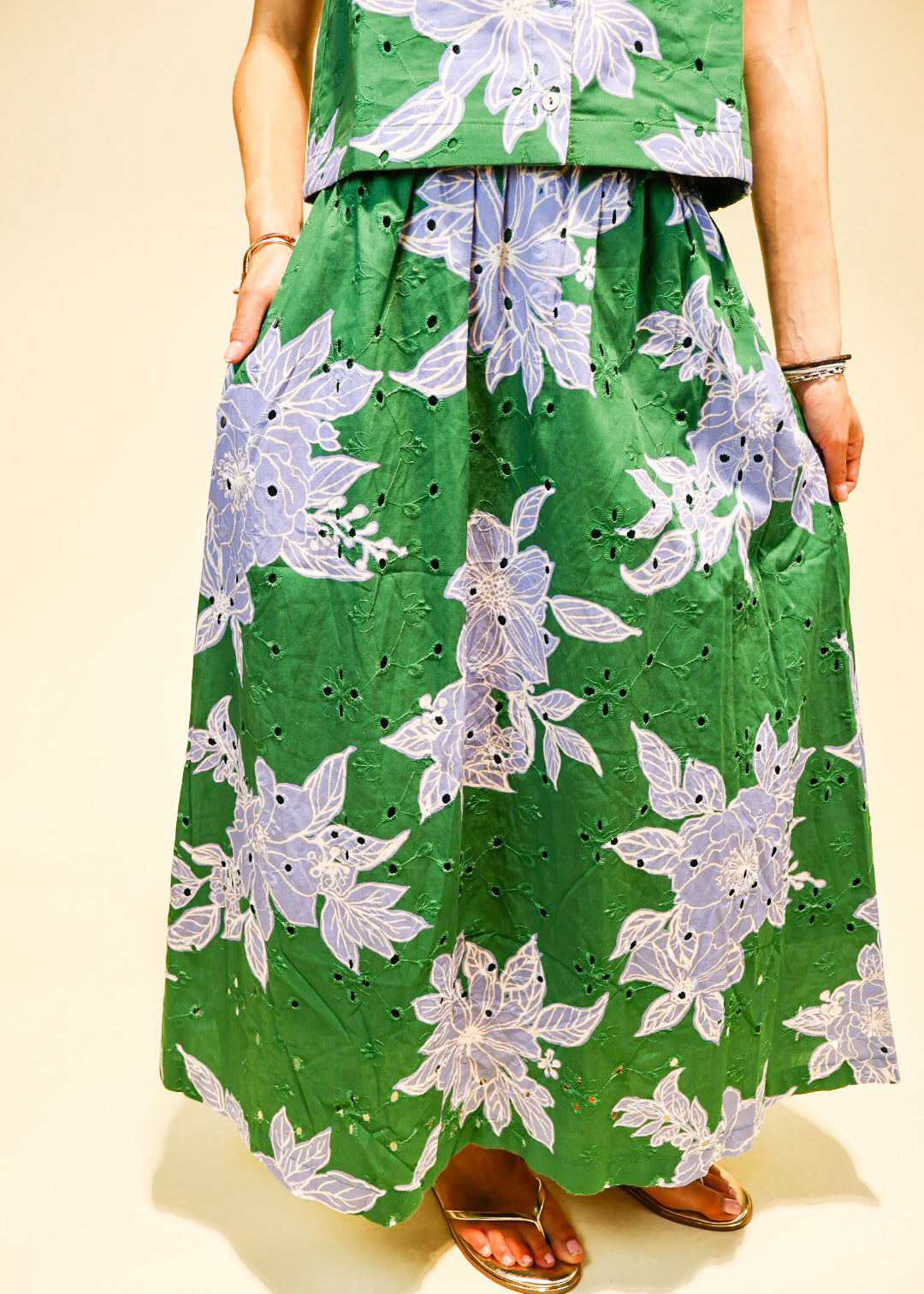 Marybeth Eyelet Floral Maxi Skirt