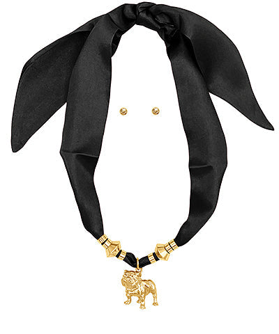 Standing Bulldog Scarf Necklace