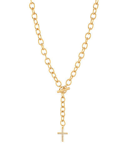 Cross with Crystal Y Necklace