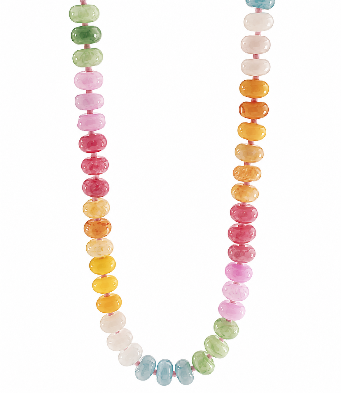 Semi Wide Stone Beaded Necklace