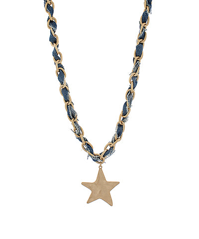 Hammered Star Denim Necklace