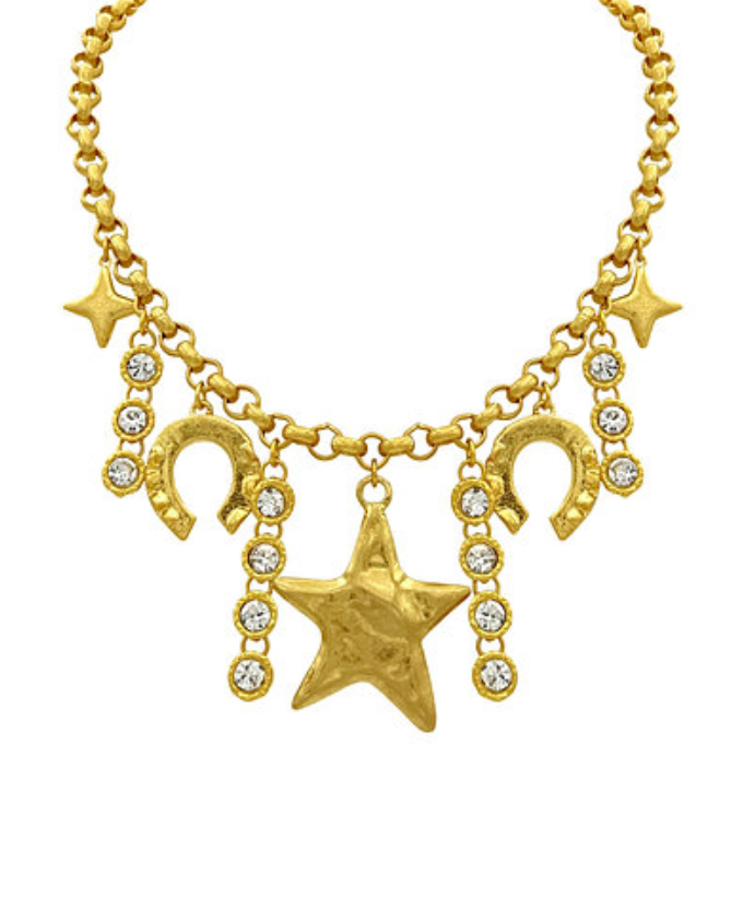 Star & Horseshoe Charm Jewel Fringe Necklace