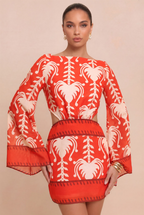 Dalphine Palm Dolman Sleeve Dress