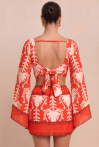 Dalphine Palm Dolman Sleeve Dress