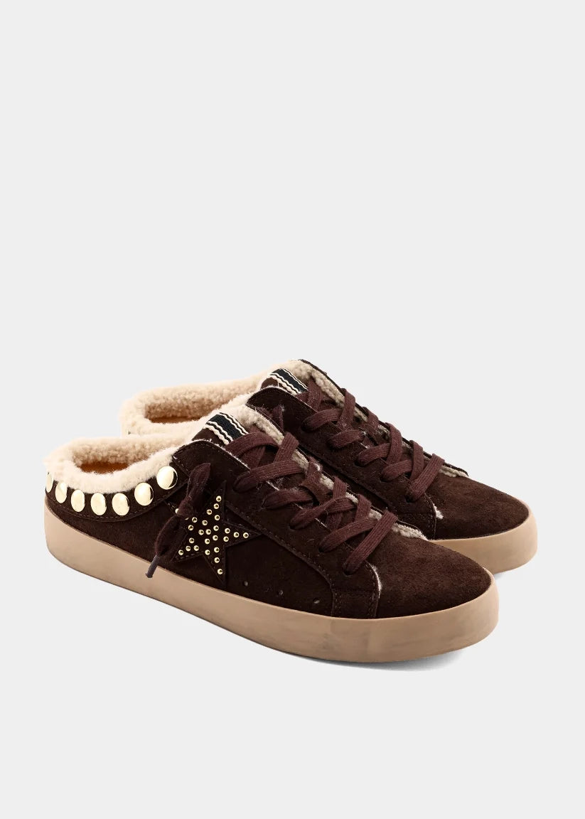 Pippa Studded Shearling Mule Sneaker