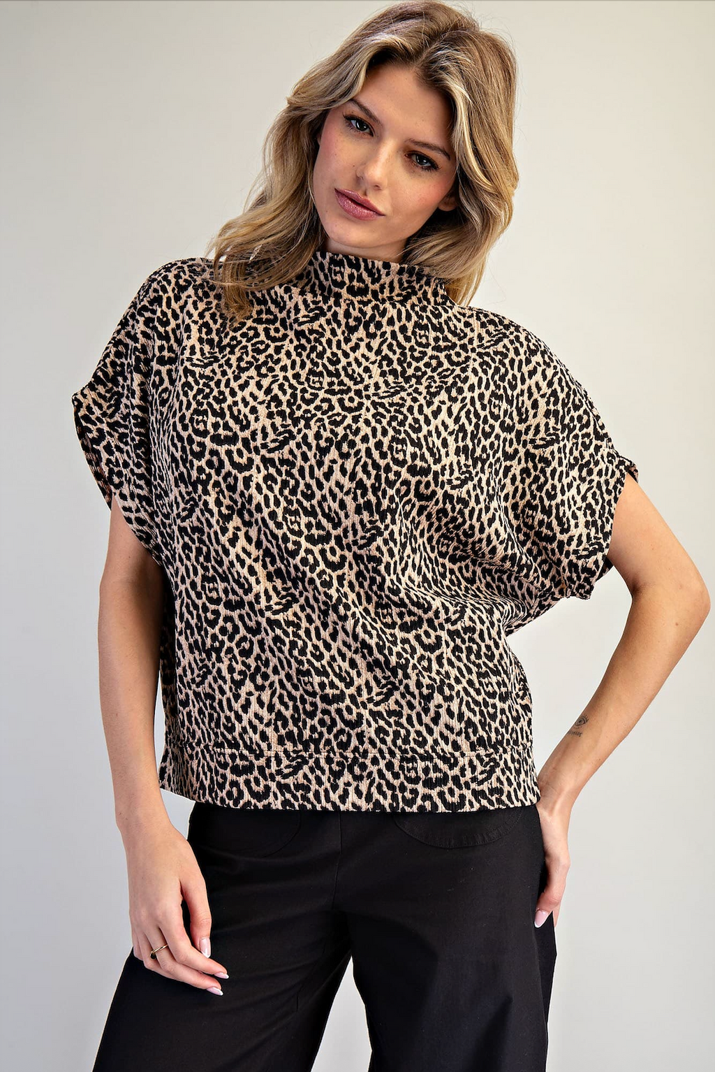 Leopard Print Dolman Sleeve Top