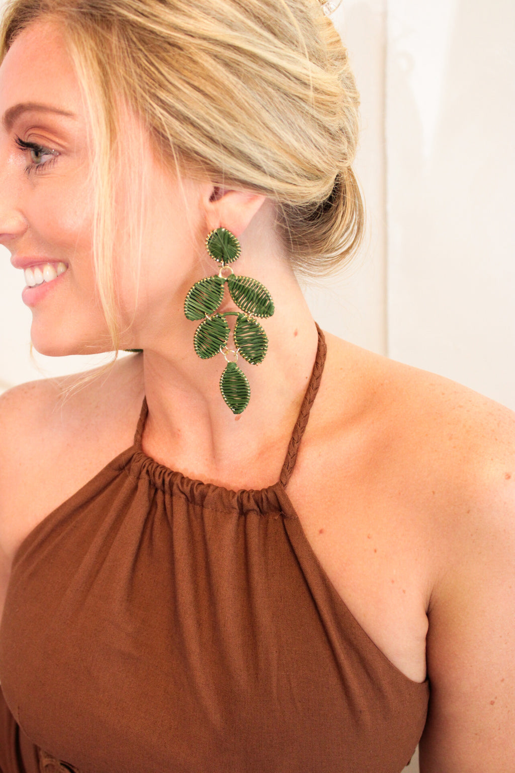 Raffia Leaf Shaped Earrings