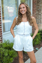 Tammy Trim Tape Vest & Shorts Set
