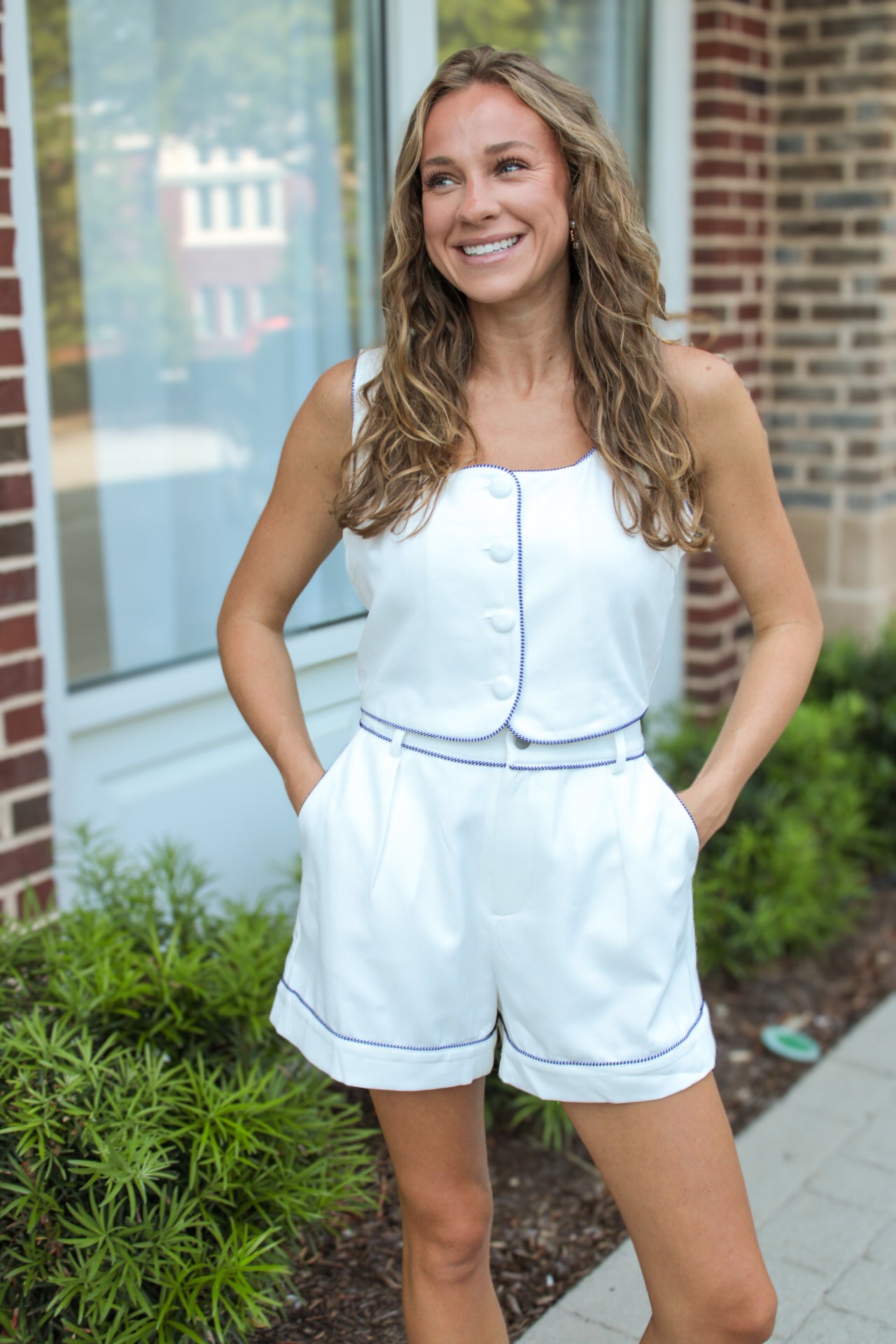 Tammy Trim Tape Vest & Shorts Set