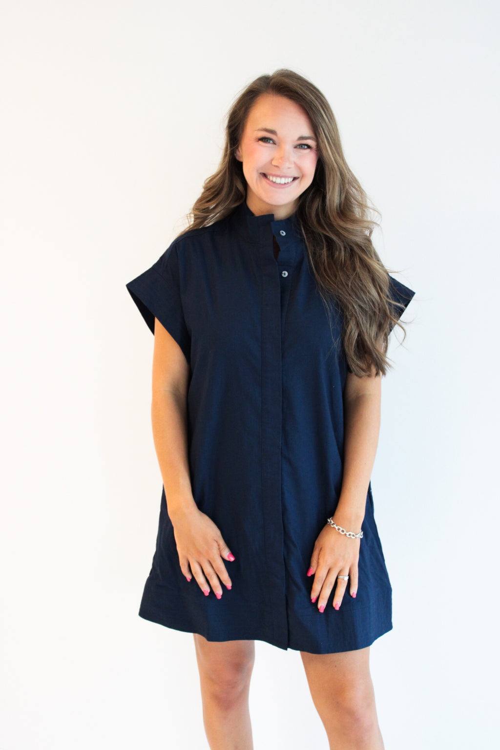 Abigail Shirt Dress in Navy