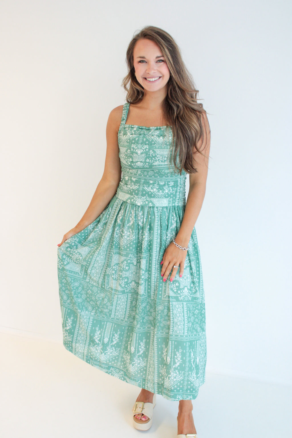 Gracie Paisley Print Midi Dress