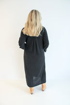 Rose Ruched Sleeve Midi Dress