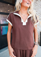 Loria Contrast Collared Top