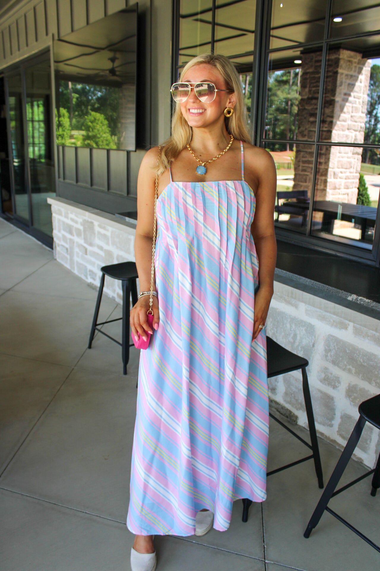 Maxine Coastal Stripe Maxi Dress
