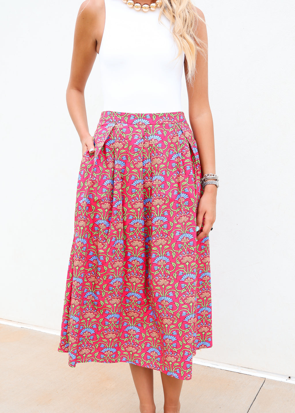 Farah Floral Midi Skirt