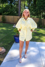 Elaine Statement Sleeve Mini Shirt Dress