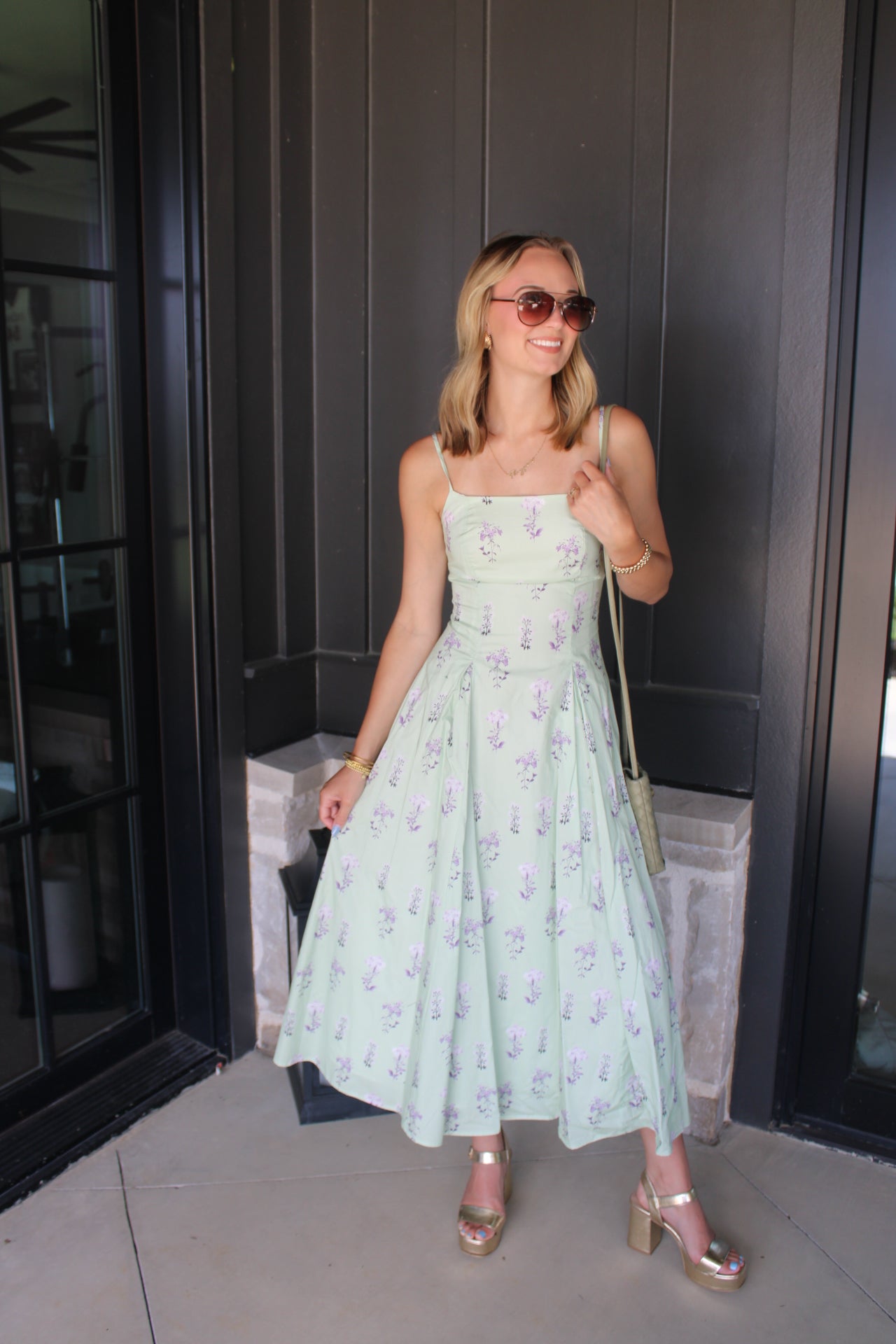 Brielle Meadow Strap Midi Dress