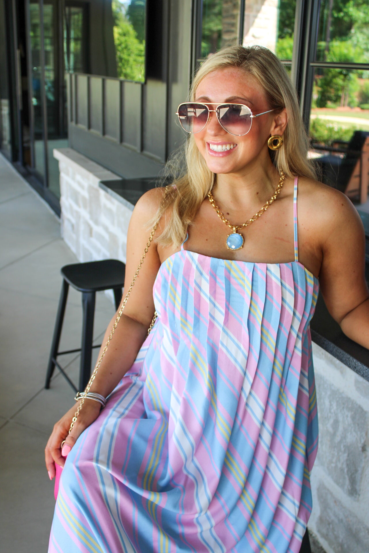Maxine Coastal Stripe Maxi Dress